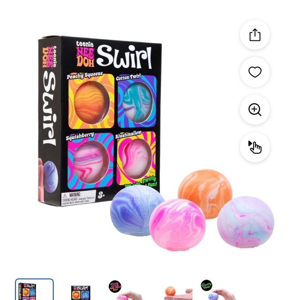 New! VIRAL! Teenie NeeDoh Swirl Sensory Squeeze Balls Pink, Blue, Orange, Purple